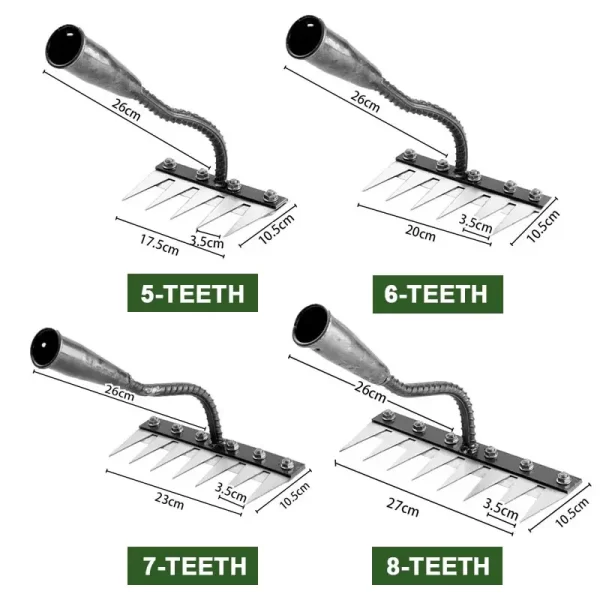 5/6/7/8 Teeth Carbon Steel Garden Hand Rake Farm Tool Weeder - Image 11