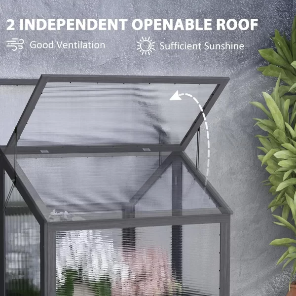 Raised Garden Bed with Polycarbonate Greenhouse, Wooden Cold Frame Greenhouse, Garden Flower Planter Protection - Image 11