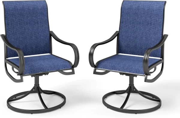 Swivel Patio Dining Chairs Set of 2, Outdoor Swivel Chairs with High Back, - Image 8