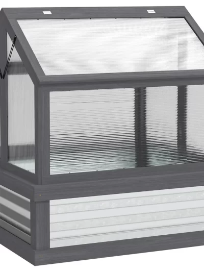 Raised Garden Bed with Polycarbonate Greenhouse, Wooden Cold Frame Greenhouse, Garden Flower Planter Protection