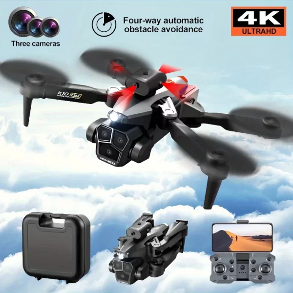 2 Batteries K10 MAX: 3 Camera Remote Control Drone w/camera - Image 2