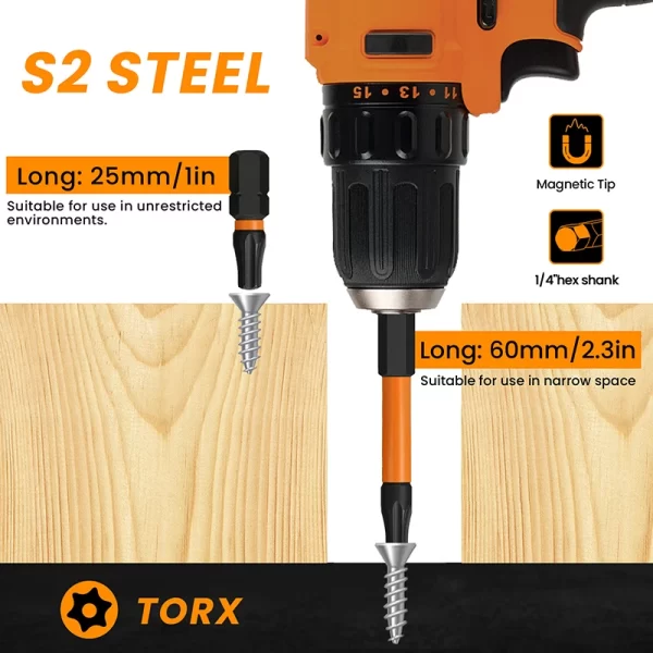 27Pcs Torx Impact Driver Bit Set 25mm 60mm Torx Screwdriver - Image 14