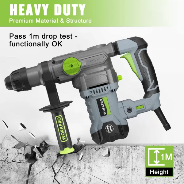 WORKPRO  12.5 AMP Heavy Duty Rotary Hammer Drill for Concrete - Image 2