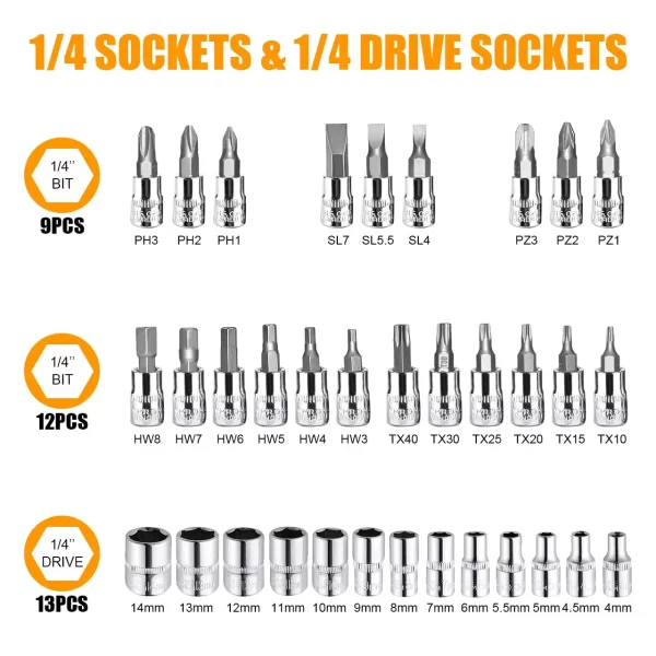 46pcs/set Drive Socket Set Ratchet Wrench , Metric - Image 2