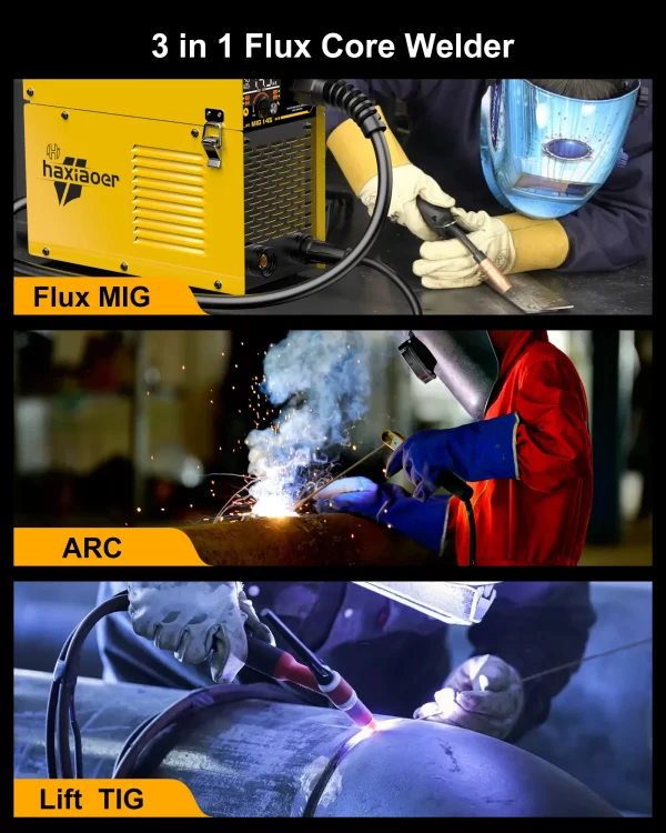 Haxiaoer MIG145 Welding Machine MMA/GASLESS MIG/LIFT TIG 120A Welder Flux Core Welder - Image 5