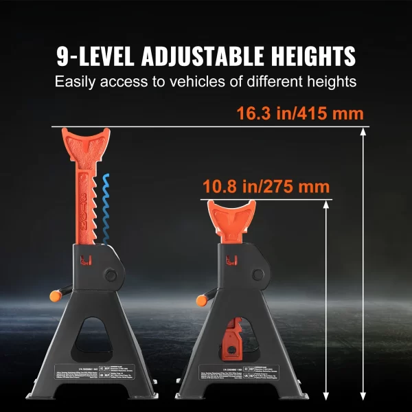 3 Ton Heavy Duty Double Locking Car Jack Stands, 1 Pair - Image 3