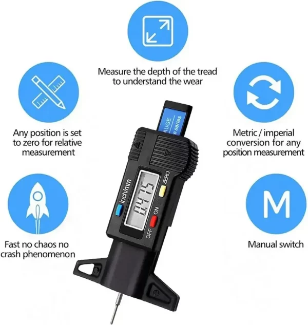 1PC Digital Depth Gauge Caliper Tread Depth Gauge - Image 11