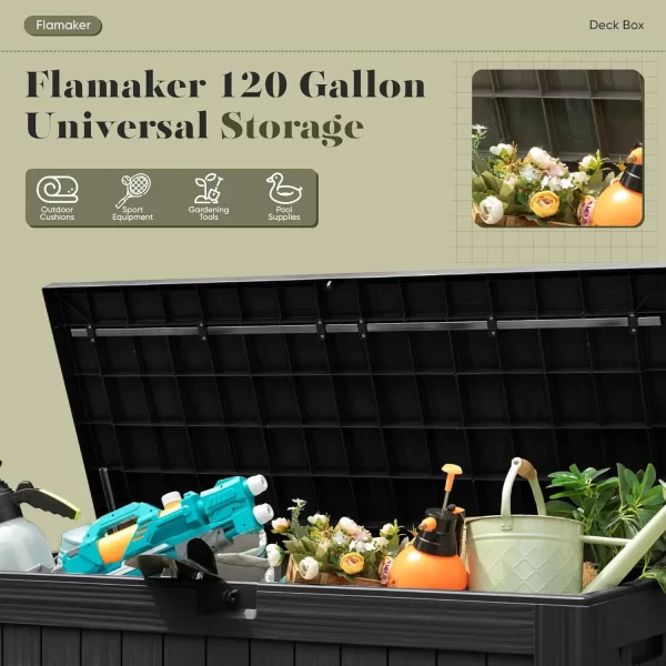 Resin Deck Box 120 Gallon Waterproof Large Deck Boxes Plus Outdoor Indoor Storage - Image 5