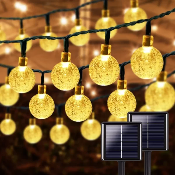 Solar Crystal Globe String Lights Outdoor Waterproof