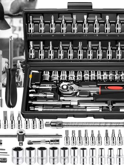 46pcs/set Drive Socket Set Ratchet Wrench , Metric