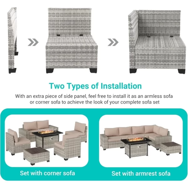 7-Piece Outdoor Patio Furniture Set with 55,000 BTU Fire Pit Table, PE Wicker Rattan - Image 3