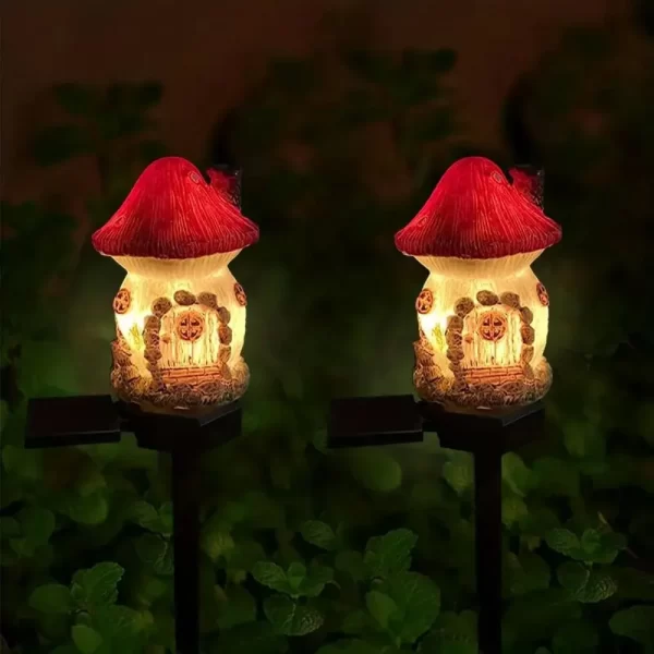 1pc creative solar resin mushroom house light, waterproof LED - Image 5