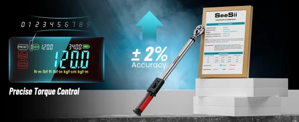 Seesii Electric Torque Wrench 340N.m Digital Electric Wrench 1/2" Drive 12.5-250.8ft-lbs - Image 10