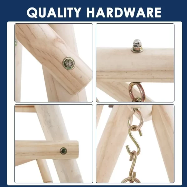 Log Swing Stand Porch Swing Set - Image 5