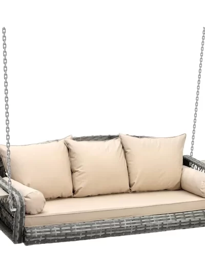 3 Person Porch Swing Patio Wicker Hanging Porch Swing Chair