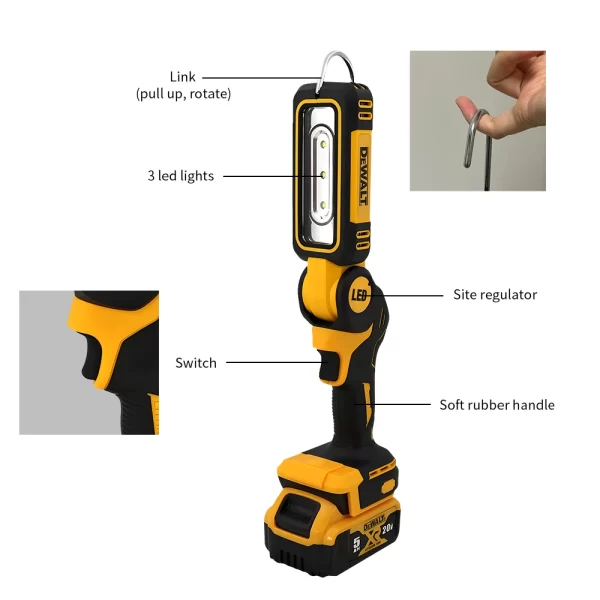 Dewalt 20V 90 Degree Folding LED Work Light - Image 6