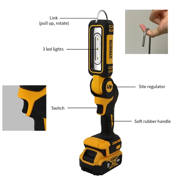 Dewalt 20V 90 Degree Folding LED Work Light - Image 17