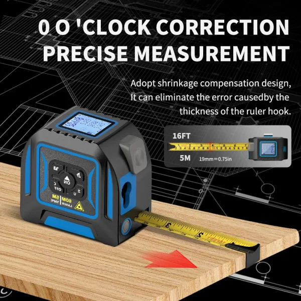 3 in 1 Laser Rangefinder 5M Tape Measure Ruler Distance Meter - Image 8