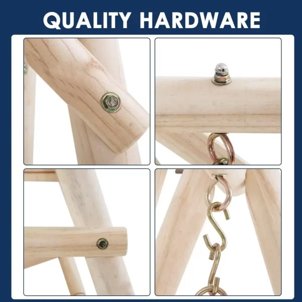 Log Swing Stand Porch Swing Set - Image 12