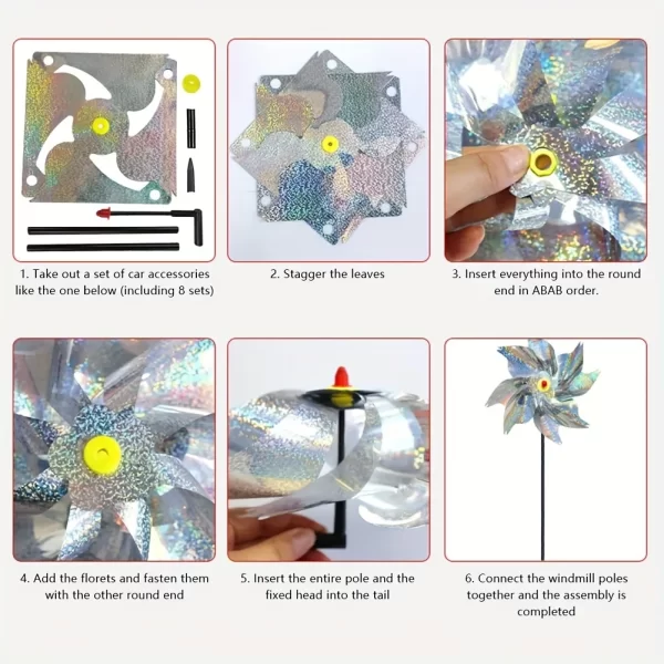 1pcs Bird Repeller Pinwheels Reflective Sparkly Scarecrow Pinwheel - Image 3