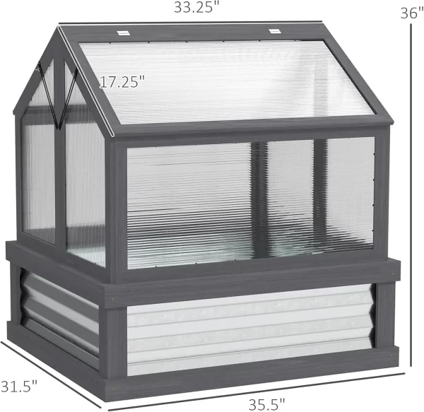 Raised Garden Bed with Polycarbonate Greenhouse, Wooden Cold Frame Greenhouse, Garden Flower Planter Protection - Image 6