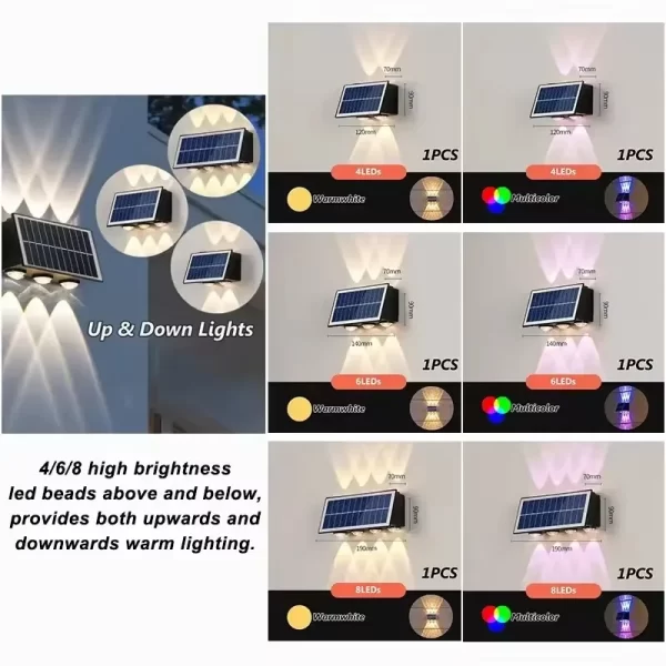 Solar Wall Lamp Outdoor LED Solar Light Waterproof Up And Down Luminous - Image 5