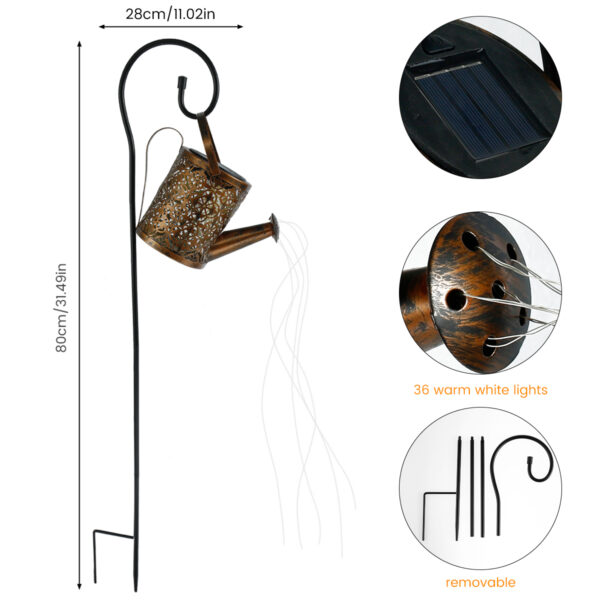 Solar Watering Can Light 36 LED Waterproof Kettle String Lamp Hanging Solar Lantern - Image 17