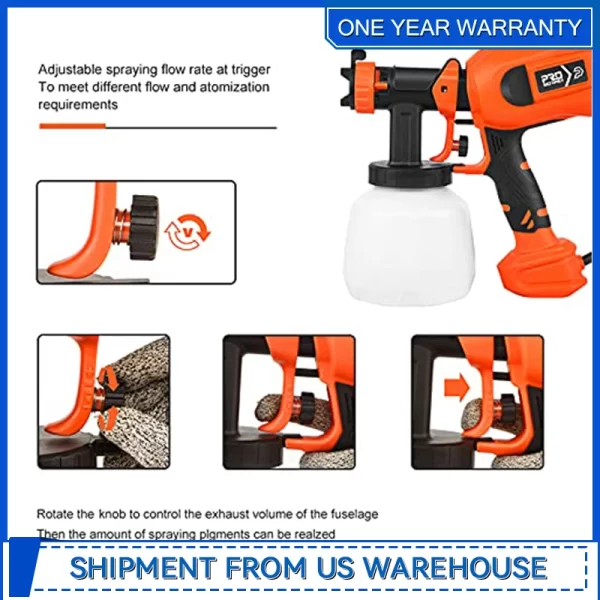 750W Paint Sprayer High Power HVLP Electric Spray Gun with - Image 4