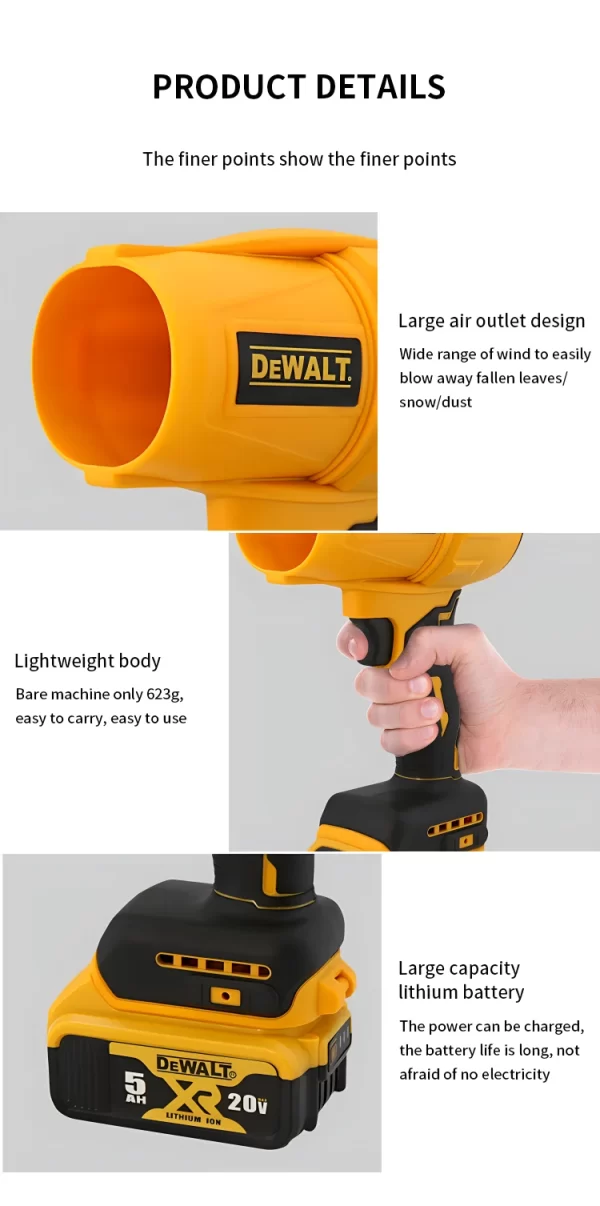 DEWALT Cordless Air Blower Brushless Turbo Fan 20V Battery - Image 15