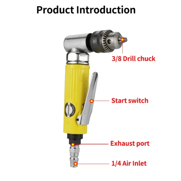 HIFESON 3/8 Elbow Air Drill Right Angle 90 ° Air Drill - Image 9