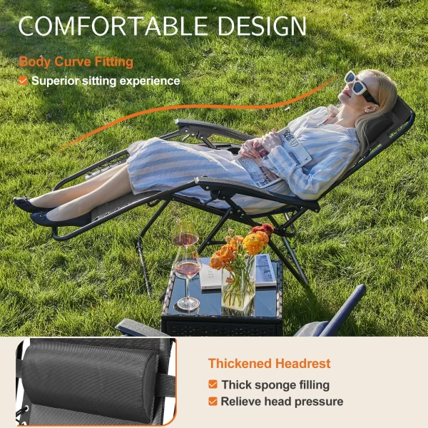 JHK Zero Gravity Set of 2 Portable Recliner - Image 3