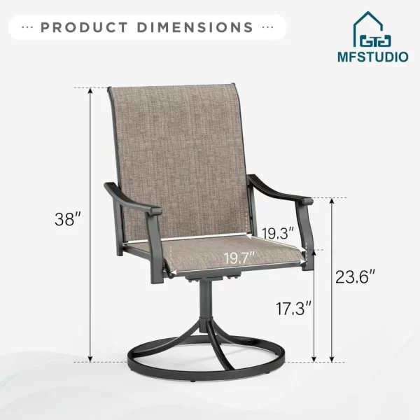 Swivel Patio Dining Chairs Set of 2, Outdoor Swivel Chairs with High Back, - Image 2