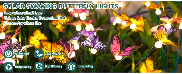 Butterfly Solar Garden Light Swaying Firefly Light - Image 7