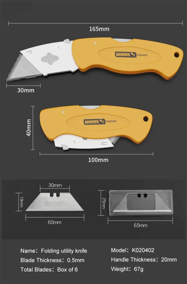 WYNNS Heavy Duty Box Cutter Folding Utility Knife - Image 8