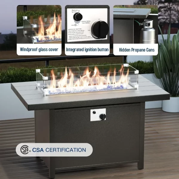 Aluminum Patio Furniture with Fire Pit Table, 8 Seats Outdoor Patio Conversation Set - Image 5