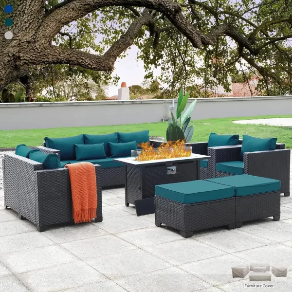 7 Piece Furniture Set, Set Non-Slip Cushions & Waterproof Cover, 45 Inch Outdoor Propane Fire Pit Table Patio Sets - Image 17