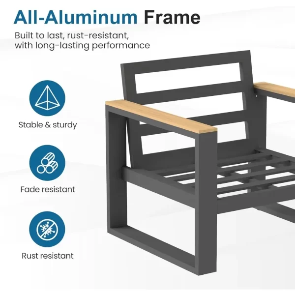 Aluminum Outdoor Loveseat, All-Weather Metal Patio Furniture Sofa - Image 14