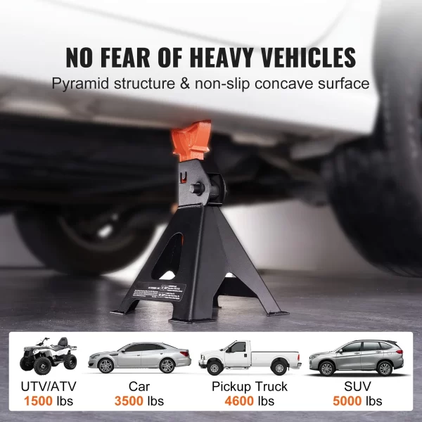 3 Ton Heavy Duty Double Locking Car Jack Stands, 1 Pair - Image 2