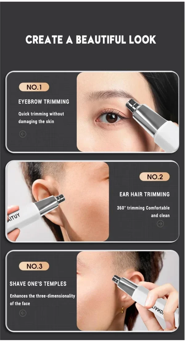 2 In 1 Electric Portable Ear And Nose Hair Trimmer Clipper - Image 34