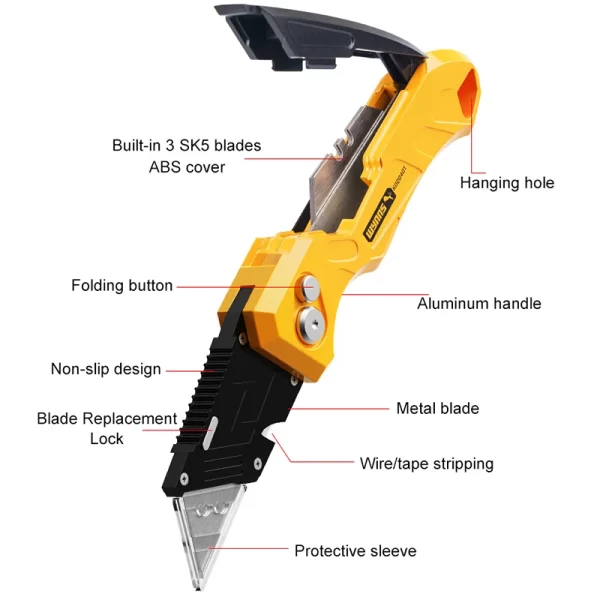 WYNNS Heavy Duty Box Cutter Folding Utility Knife - Image 2