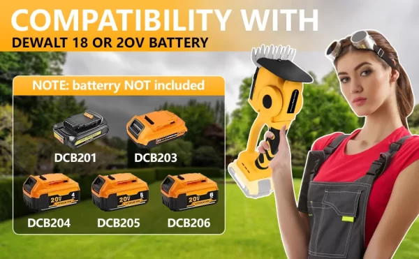 2 in 1 Cordless Electric Handheld Hedge Trimmer Hedge Trimmer for Dewalt 20V Battery - Image 7