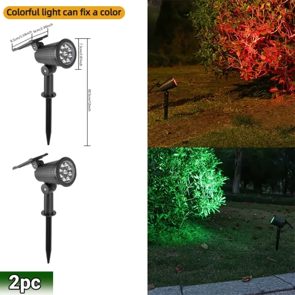 9 LED Solar Spot Lights IP65 Waterproof Outdoor RGB Solar Landscape Lights Brightness Adjustable for Garden Yard Palm Trees - Image 7