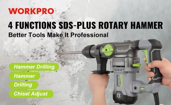 WORKPRO  12.5 AMP Heavy Duty Rotary Hammer Drill for Concrete - Image 6