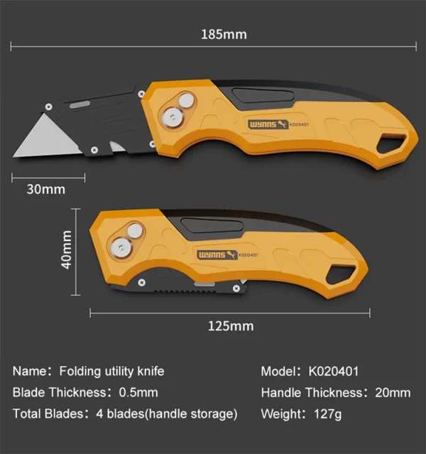 WYNNS Heavy Duty Box Cutter Folding Utility Knife - Image 7