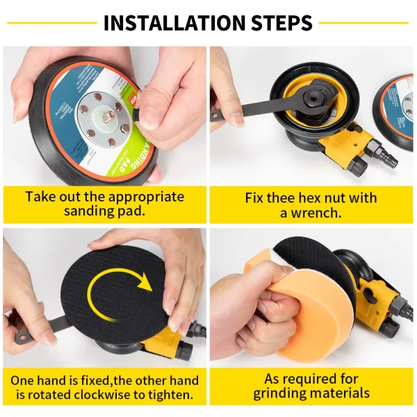 HIFESON 5inch/6inch Pneumatic Orbital Sander Air Polisher - Image 13