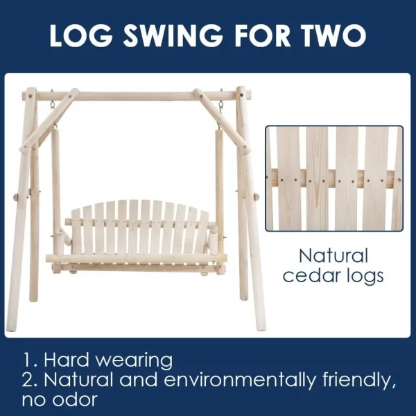 Log Swing Stand Porch Swing Set - Image 13