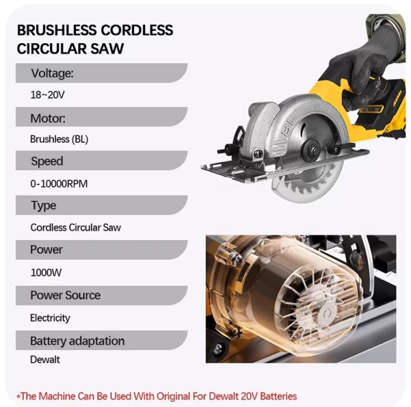 EGOD 5 Inch Brushless Electric Circular Saw Tools for Dewalt Battery - Image 11
