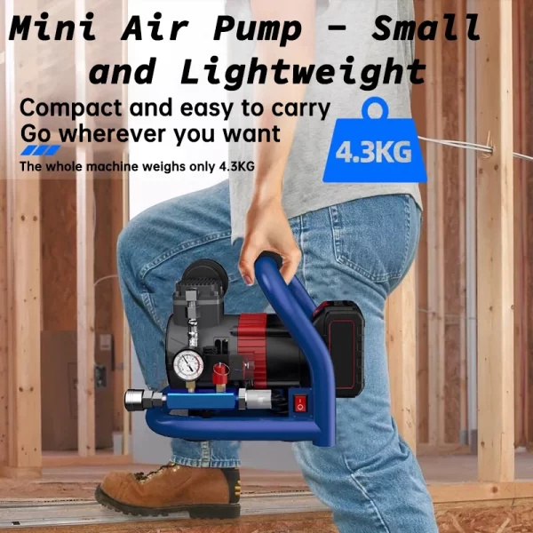 BOSSFF 21V Portable Air Compressor with Pressure Gauge Car Tire Pump - Image 2