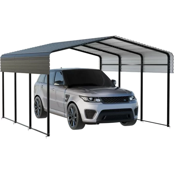 10x15 FT Metal Carport with Heavy Duty Metals Frame & Galvanized Steel Roof