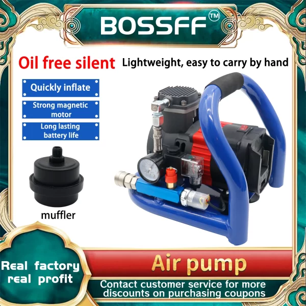 BOSSFF 21V Portable Air Compressor with Pressure Gauge Car Tire Pump